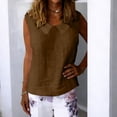 thumbnail image 5 of QSAWXQZ Women's Cotton Linen Tank Top Lapel Collar Sleeveless Solid Loose Retro Casual Summer Pullover Blouse L, 5 of 9
