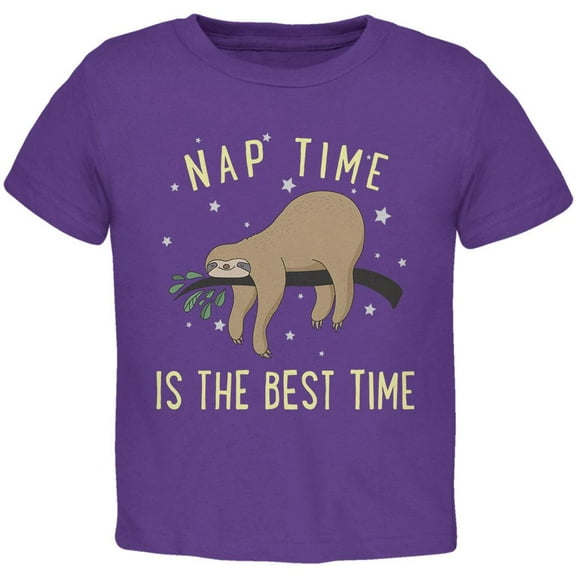 Sloth Nap Time Is The Best Toddler T Shirt Purple 2T