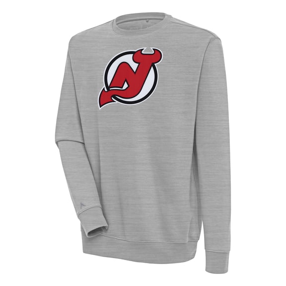 Men's Antigua  Heather Gray New Jersey Devils Victory Pullover Sweatshirt