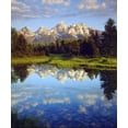 thumbnail image 2 of Talbot Frank, Christopher 20x23 Black Ornate Wood Framed with Double Matting Museum Art Print Titled - Wyoming Grand Tetons reflect in the Snake River, 2 of 4