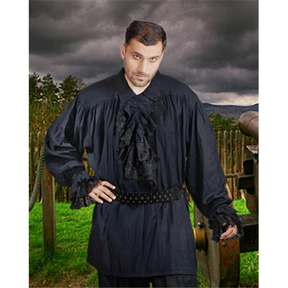 The Pirate Dressing C1008 Chemise Roberto Cofresi avec Volant Détachable - Noir - Grand