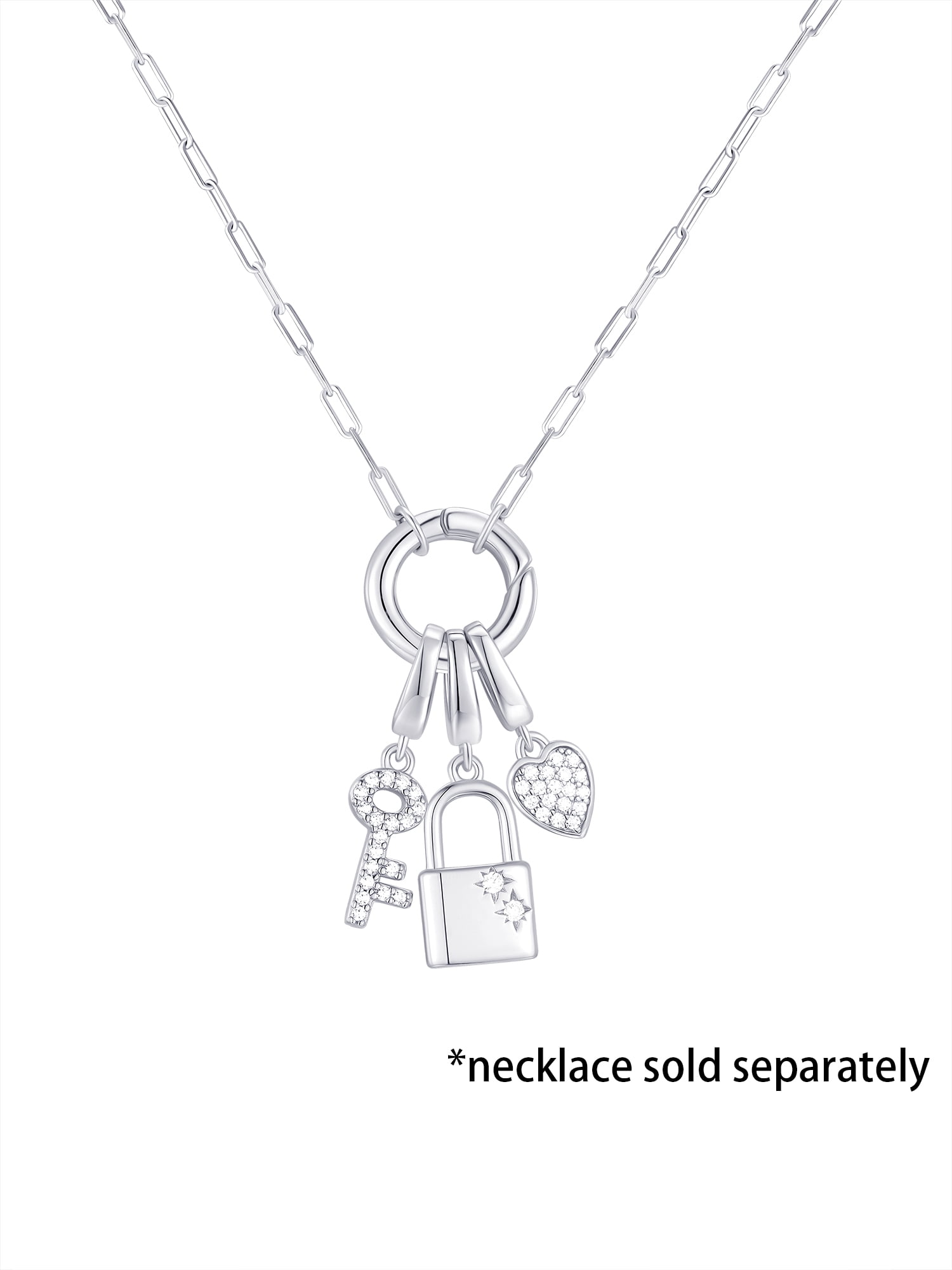 Brilliance Fine Jewelry Simulated Diamonds Key Lock Charm Set in Sterling Silver
