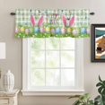 thumbnail image 2 of Easter Rod Pocket Curtain Valance, Spring Easter Eggs Bunny Butterflies Green Plaid Farmhouse Window Valance for Living Room, Bedroom, Kitchen 42"W x 12"L, 2 of 9