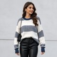 thumbnail image 4 of Sorvello Sweaters for Womens Oversized Sweaters Lightweight Knit Color Block Pullover Sweater Fall Winter Blue 2XL, 4 of 5