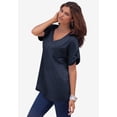 thumbnail image 2 of Roaman's Women's Plus Size Slub V-Neck Boyfriend Tunic Top, 2 of 6