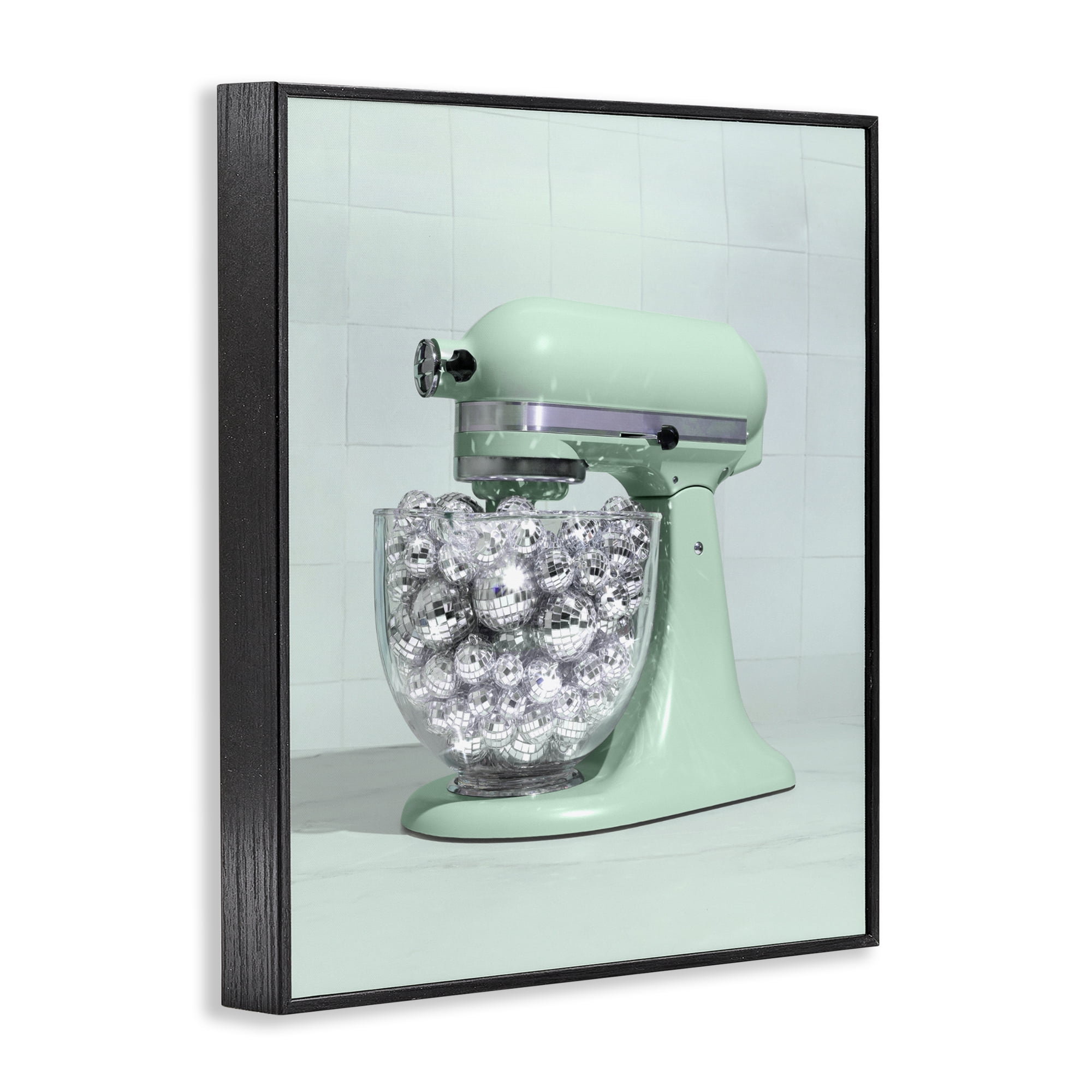 Stupell Industries Disco Kitchen Mixer over Green Black Framed Giclee Art, design by LISH Creative