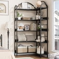 thumbnail image 3 of Eastvita 685-Inch 5-Tier Industrial L-Shaped Corner Bookshelf with Arched Metal Frame Freestanding Display Rack Wood Open Storage Bookcase for Living Room Bedroom or Home Office, 3 of 5
