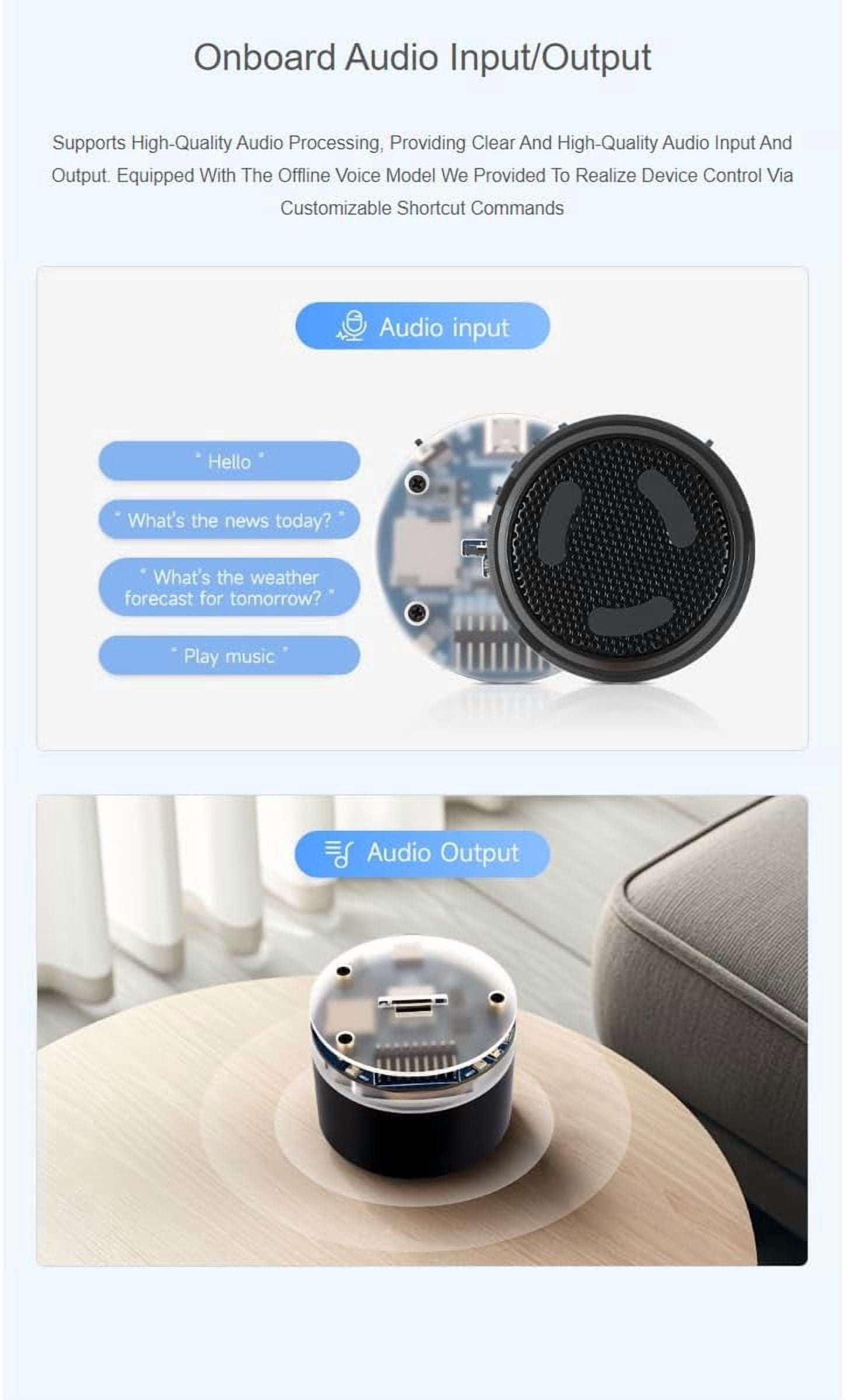 ESP32-S3 AI Smart Speaker Development Board,Supports Noise Reduction and Echo Cancellation, Surround RGB Lighting,Supports External LCD Displays & Cameras