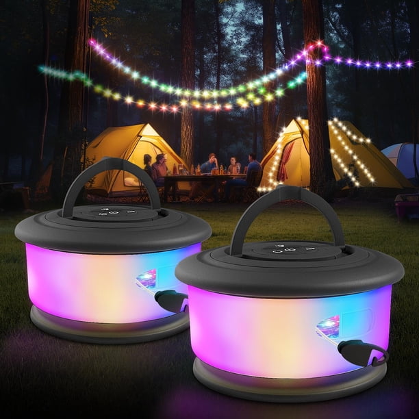 Guirnalda de luces para acampar Zocelight, 10 m, RGB, recargable por USB