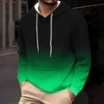 thumbnail image 2 of VSSSJ Mens Hoodies Velvet Lightweight Fashion Gradient Print Sweatshirts Casual Hooded Loose Long Sleeve Pullover Hoodie with Pocket Green M, 2 of 5