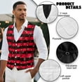 thumbnail image 6 of Yuyamidu Red Buffalo Grid Men's Suit Vest Size 4XL Snowflake V Neck Business Dress Vests Christmas Formal Wedding Waistcoat Slim Fit, 6 of 7