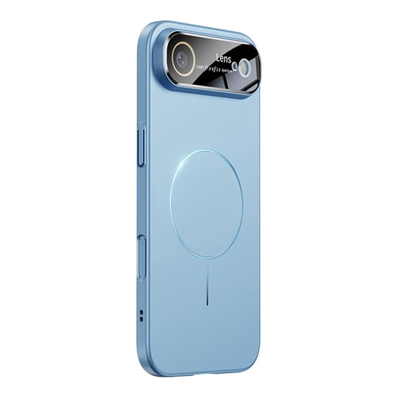 Dteck Magnetic Plating Case for iPhone Air, Shockproof Built-in Glass Lens Protector Matte Hard PC Anti-Fingerprint Support Magnetic Charging Back Cover, Blue