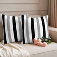 thumbnail image 3 of Pack of 2 Outdoor Pillow Covers 20x20 Inch Waterproof Black Gray Striped Throw Pillow Covers, Decorative Couch Pillow Case Sham Farmhouse Stripe Art Pillowcases Cushion Covers for Patio Garden, 3 of 8