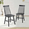 thumbnail image 3 of Farmhouse Wooden Dining Chairs Set of 2, Windsor Spindle Back Chair for Kitchen & Dining Room, Black, 3 of 9