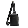 thumbnail image 1 of Bolso de pecho para mujer de pu con textura negra, bandolera de hombro sencilla, bolso de ocio con correa ancha para el hombro, 1 of 5