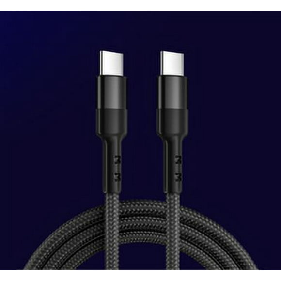 Câble de Chargement PD 60W Cordon de Chargement Câble pour Téléphone type-c Ordinateur Portable type-c vers type-c Connecteurs Doubles Câble, Noir, 1 m, Tressé