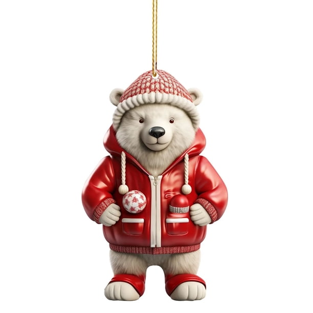 Teissuly Home Decorations Cute Bear Christmas Scene Decoration Pendant Teissuly WER202312132662