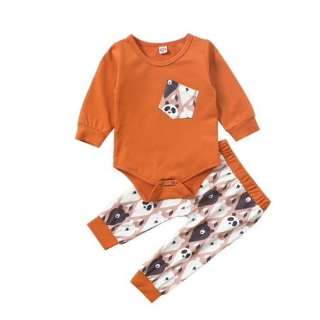 

Baby Girls Cotton Animal Print Autumn Long Sleeve Pants Romper Bodysuit Set Clothes