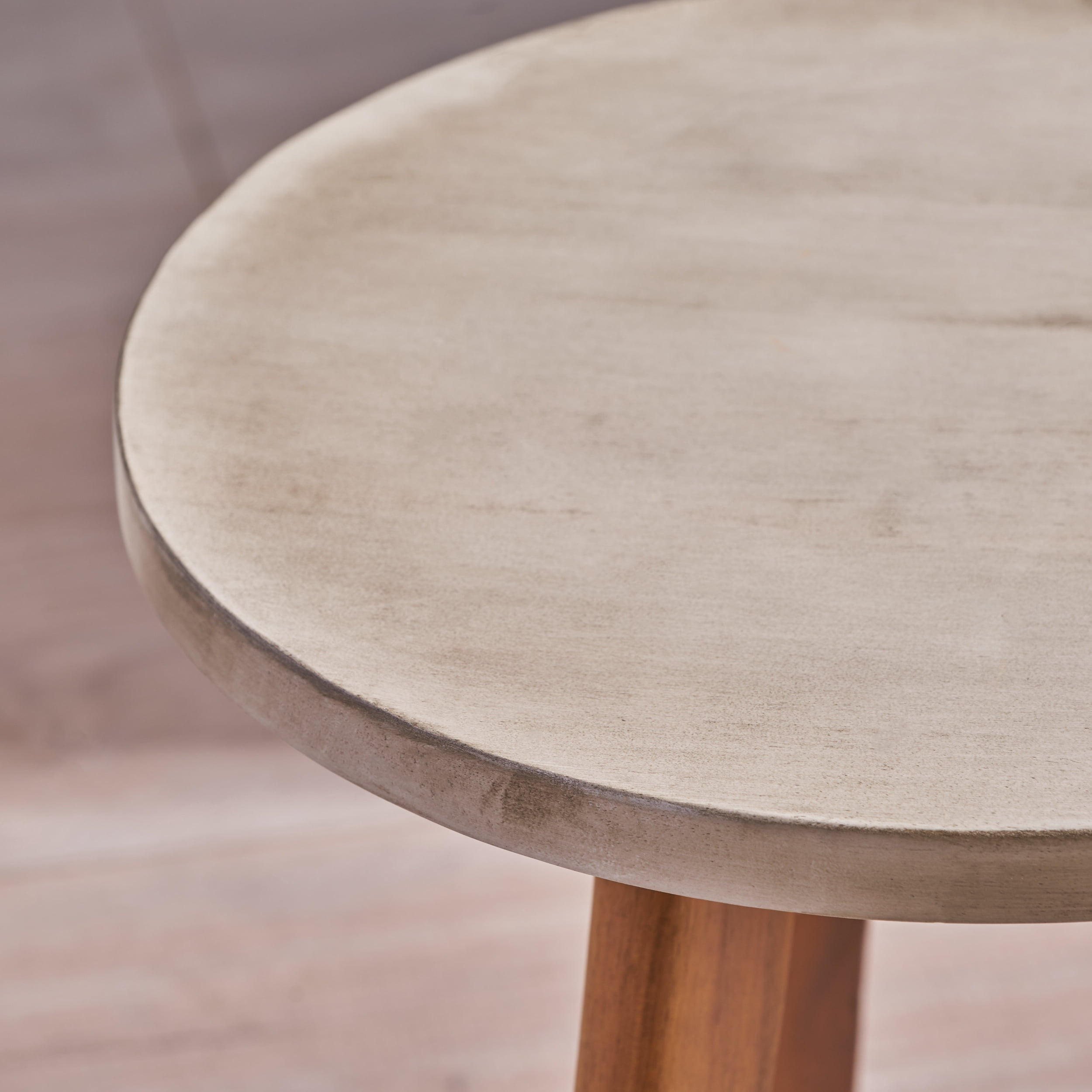 Tripod Side Table, Marina Acacia Wood End Table for Patio Balcony, Light Teak