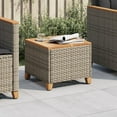 thumbnail image 4 of vidaXL Patio Table Beige 17.7"x17.7"x14.6" Poly Rattan Acacia Wood, 4 of 31