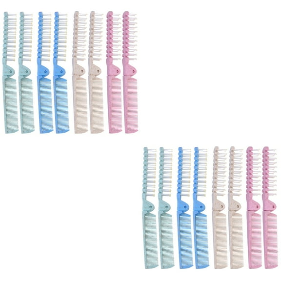 16 Pcs Folding Comb for Men Double- Portable Hair Brush Fine Teeth Styling Plastic Man Travel
