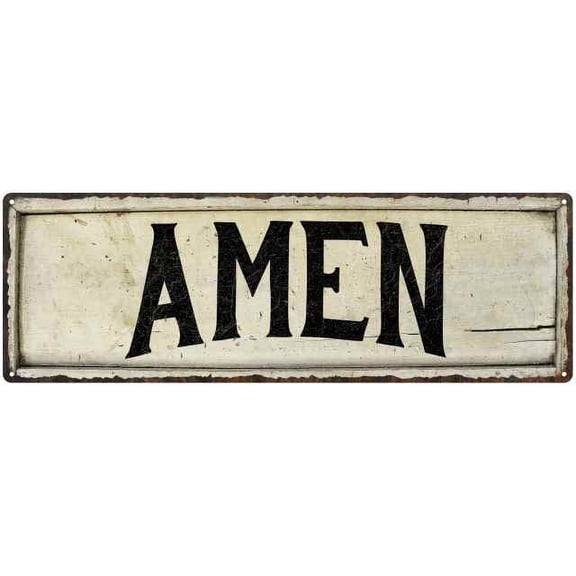AMEN Farmhouse Style Wood Look Sign Gift 6x18 Metal Decor 106180028078