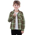 thumbnail image 1 of Camisa de franela SANGTREE para niño, manga larga, a cuadros, verde militar, 3-4 años, 1 of 7