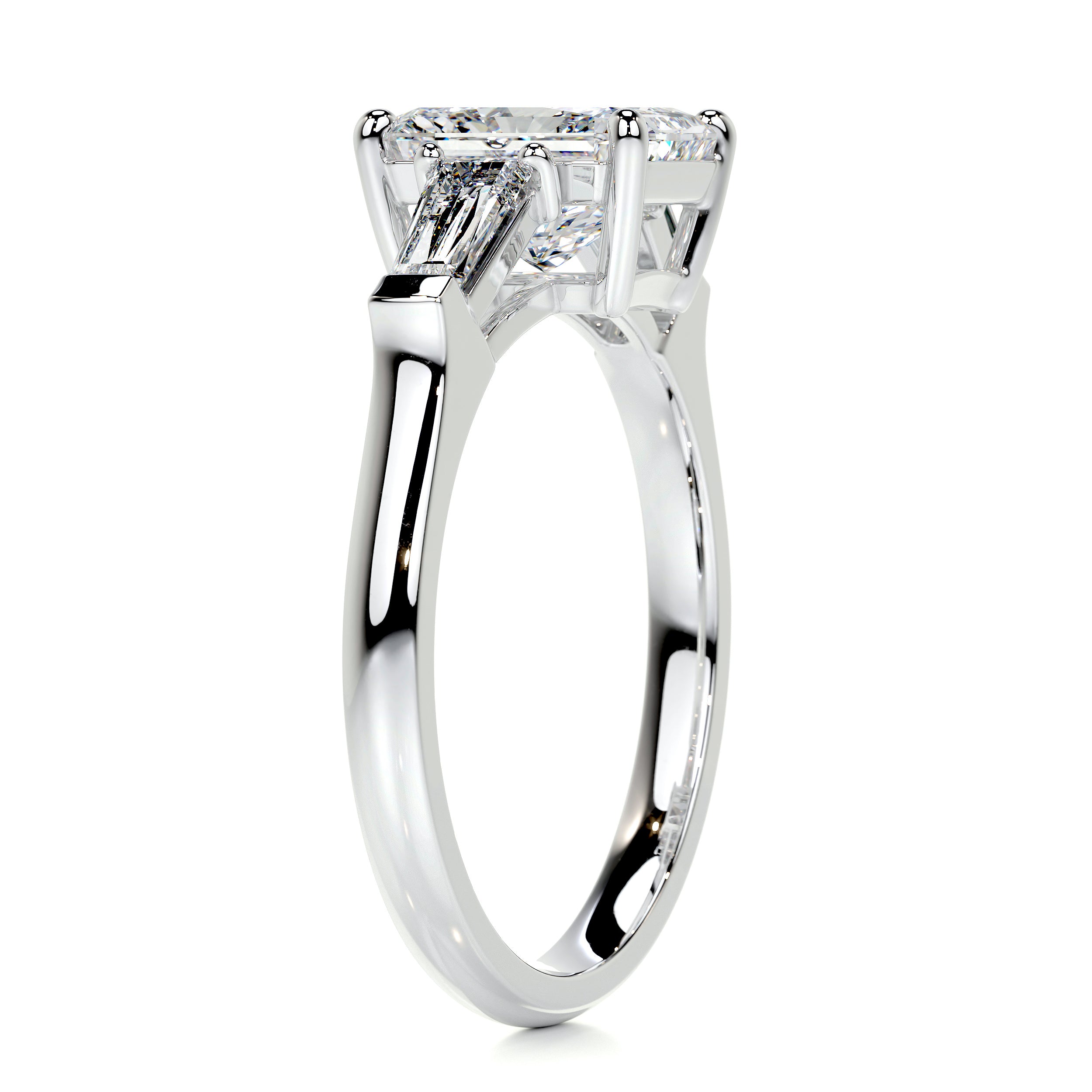 Blue Jewelry Wedding Ring - 14K White Gold Plated Moissanite Rings for Her - Radiant Cut 2.1 Ct Brilliant - Engagement Ring - Three Stone Style for Women