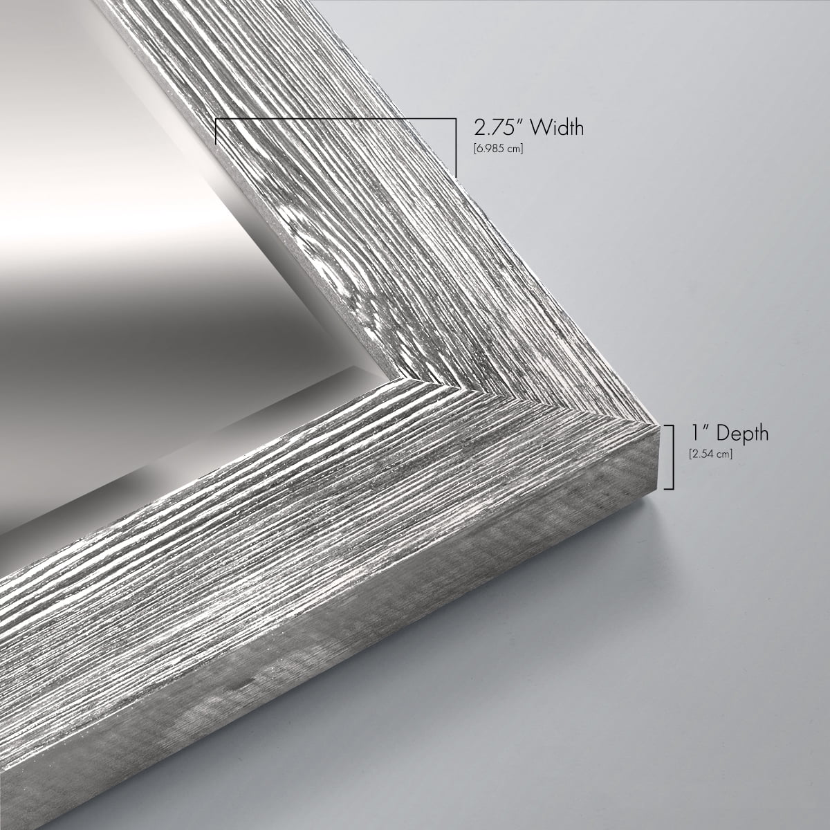 25 in. W x 61 in. H Framed Rectangle Beveled Edge Wood Full Length Mirror in Silver White