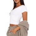 thumbnail image 4 of Liacowi Women Cropped T Shirts for Women Summer Basic Tight Rib Short Sleeve Slim Fitted Tees, 4 of 6
