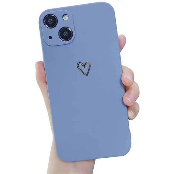 Compatible with iPhone 13 Case 6.1 Inch for Soft Silicone Gold Heart Pattern Slim Protective Shockproof Case for Women Girls for iPhone 13-(Brown)