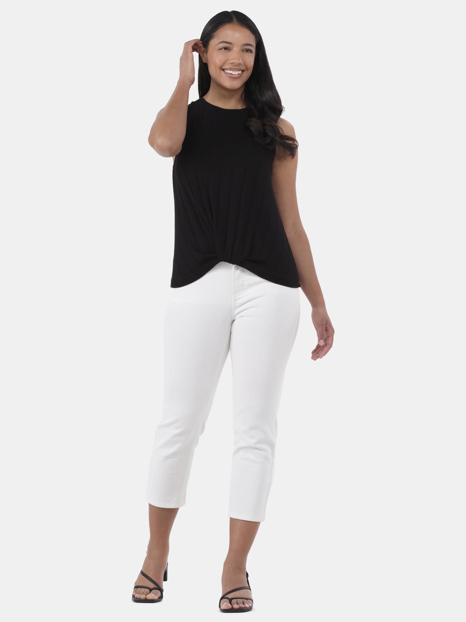 Time and Tru Women's Crew Neck Twist Front Tank Top, Sizes XS-XXXL