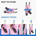 thumbnail image 3 of edx 3 Wheels Pet Stroller, Dog and Cat Strollers, With Storage Basket and Cup Holder, Lightweight Travel Carrier, Breathable Mesh, Waterproof and Foldable for Small Pets Outdoor Walk, Pink, 3 of 9