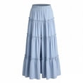 thumbnail image 3 of Womens Causal Flowy Skirt Summer Midi Skirts Boho Midi Four-sided bullet Skirt Light Blue XXL, 3 of 4