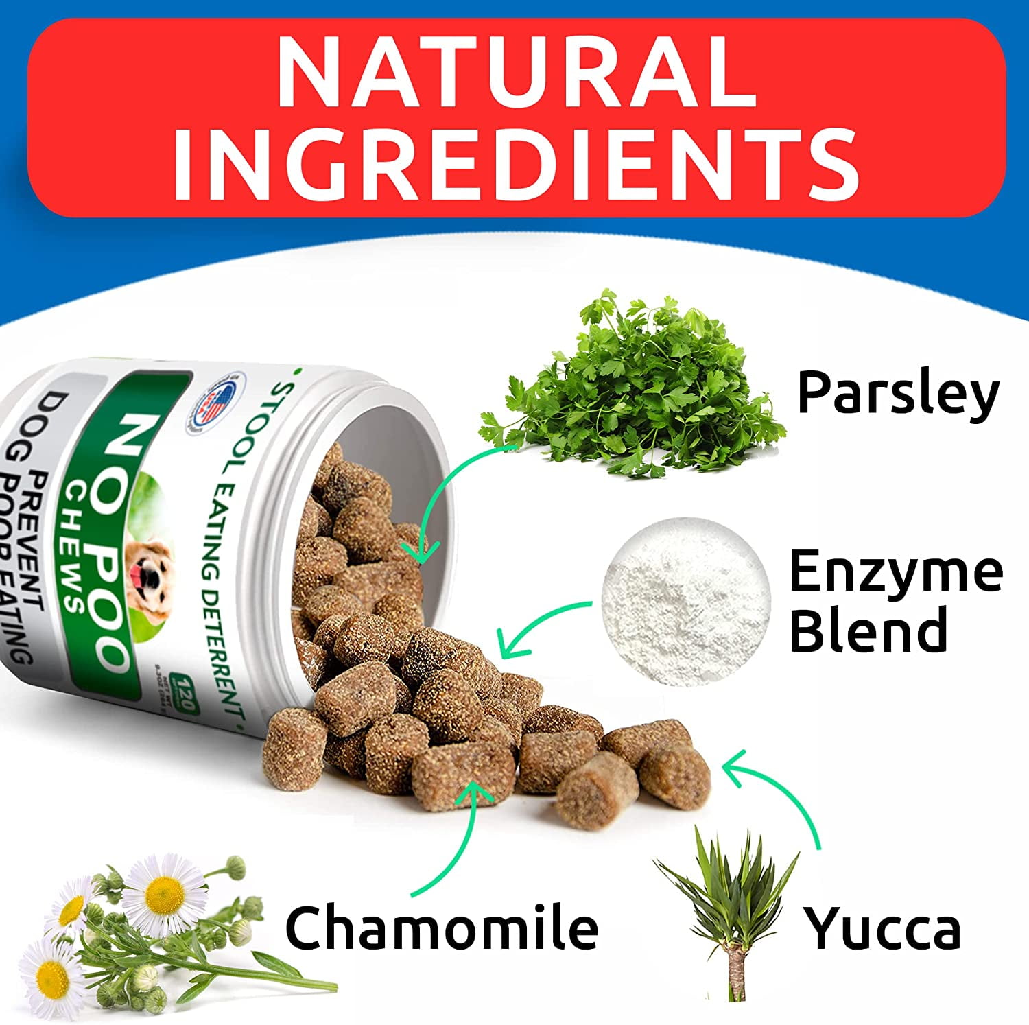 Bark&Spark Coprophagia Deterrent Chews for Dogs - Stop Poop Eating - Probiotics, Enzymes & Digestive Health - Chicken (120 ct)