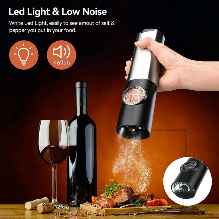 Electric Salt and Pepper Grinder Set, Rechargeable Automatic