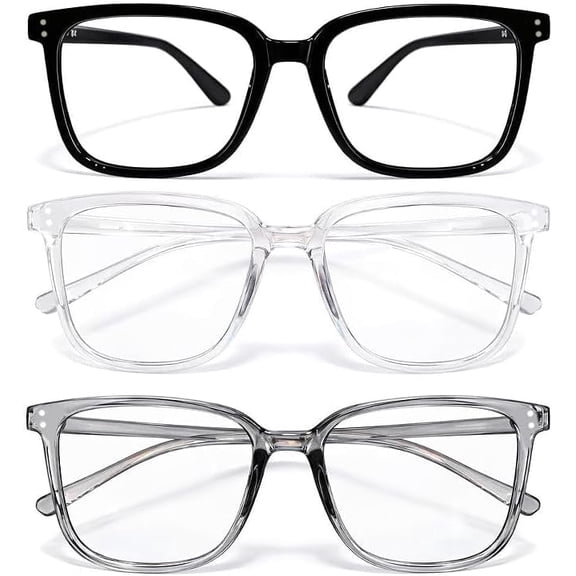3 Pack Blue Light Blocking Glasses Women Men Square Frame Computer Gaming Office