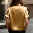 thumbnail image 5 of Kixjoy Button Down Shirts for Women Dressy Velvet Short Sleeve Collared Tops Elegant Cozy Office Casual Blouses Basic Fashion Summer Outfits for Women Gold Tops for Women, Champagne L, 5 of 5