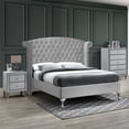 thumbnail image 2 of Pemberly Row Contemporary Crystal Tufted Velvet Platform Bed in Gray, 2 of 7