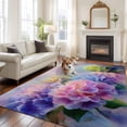 thumbnail image 3 of Pink Purple Floral Area Rug 8x10 Washable Rug Non Slip Spring Hydrangea Flower Vintage Botanical Large Area Rug Soft Stainresistant Indoor Floor Carpet for Living Room Bedroom Home Office Dining Room, 3 of 8