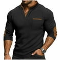 thumbnail image 2 of SDNall Men‘s Elbow Patch Shirt, Long Sleeve Casual Top with Stand Collar and Pockets, Partial Button Front, 2 of 6