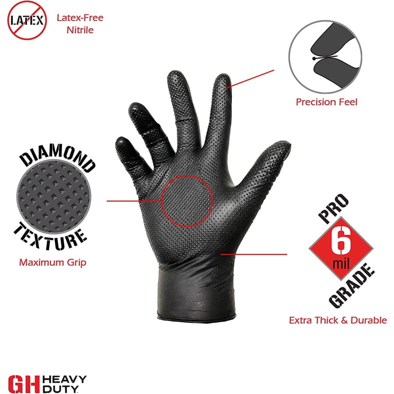 GH Industrial Automotive Heavy Duty Black Diamond Textured Nitrile