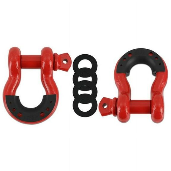 Borne Off-Road 3/4" Steel D-Ring Shackle Set  2 Pieces  Red