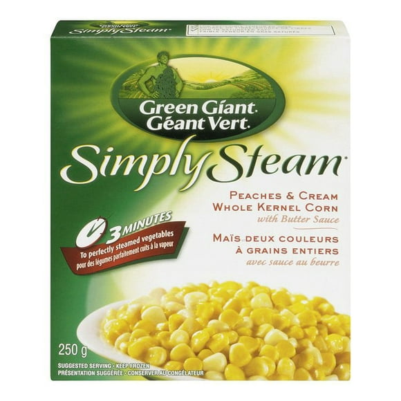 Maïs à grains entiers Simply Steam de Géant Vert à 100 % naturel avec sauce au beurre de deux couleurs Simply Steam de Géant Vert br
