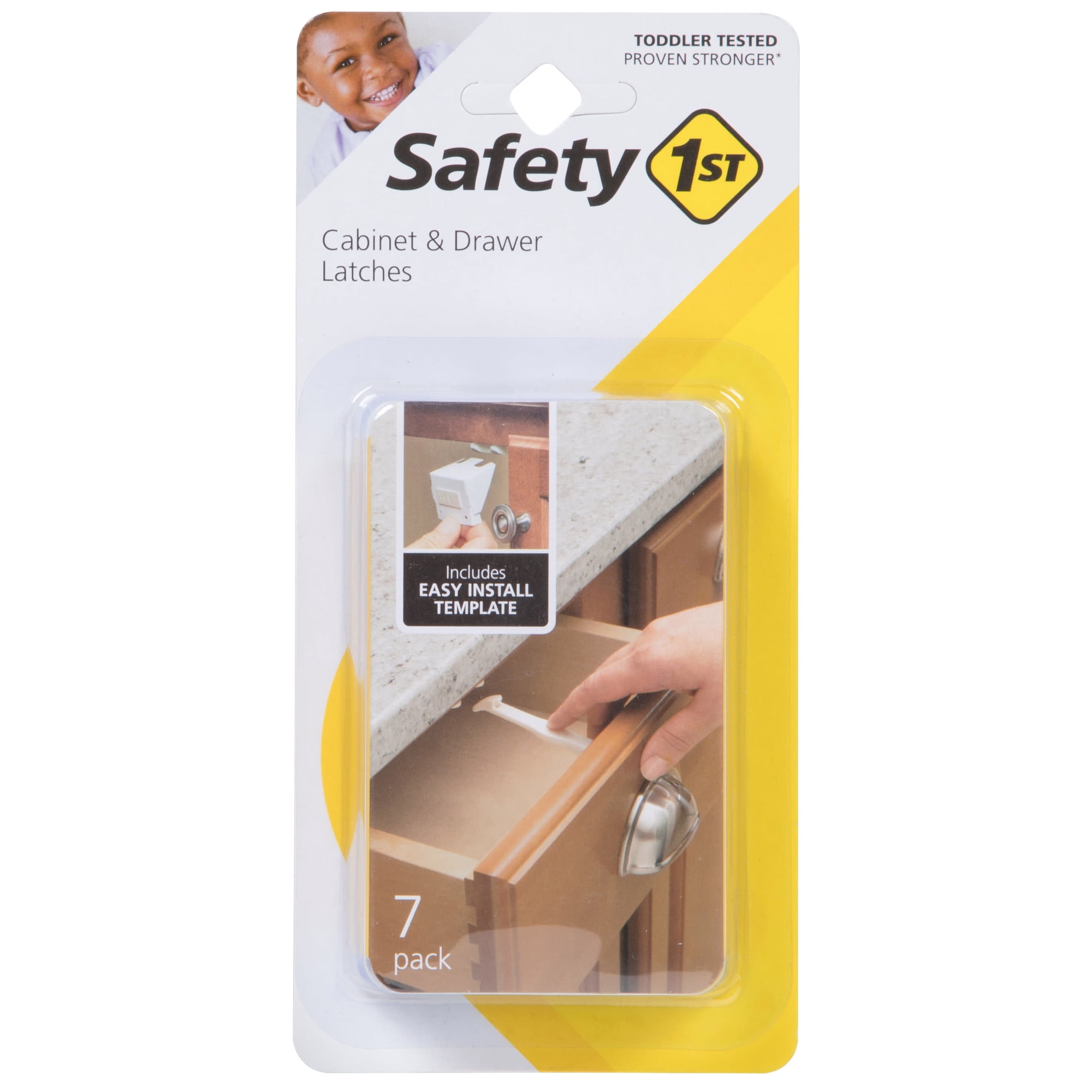 Safety 1st Cabinet & Drawer Latch (7pk), Cream, Toddler