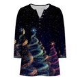 thumbnail image 5 of Womens Christmas 3/4 Sleeve Tops with Buttons V Neck Graphic Tshirts Printed Holiday Outfits Cute Tee Shirts (3XL, Dark Blue), 5 of 7