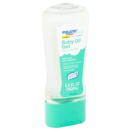 (2 Pack) Equate Baby Aloe Vera and Vitamin E Hypoallergenic Baby Oil Gel, 6.5 fl (Best Vitamin E Brand For Skin)