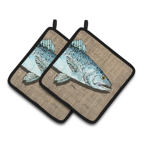 Carolines Treasures 8737PTHD Fish Speckled Trout Pair of Pot Holders, 7.5HX7.5W, multicolor