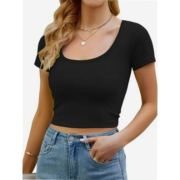 Lightweight Crop Tops Stretchy Slim Fit Workout Shirts for Women