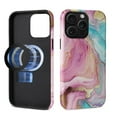 thumbnail image 2 of FKBRCL4U for iPhone 15 Pro Max Compatible with Magsafe Case Marble Art Pink Teal Golden Lines Pattern for Girl Boy Full Body Magnetic Design Soft Silicone Protection, 2 of 7